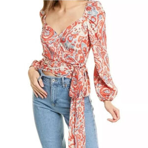 Lucy Paris Cayetana Paisley Wrap Top